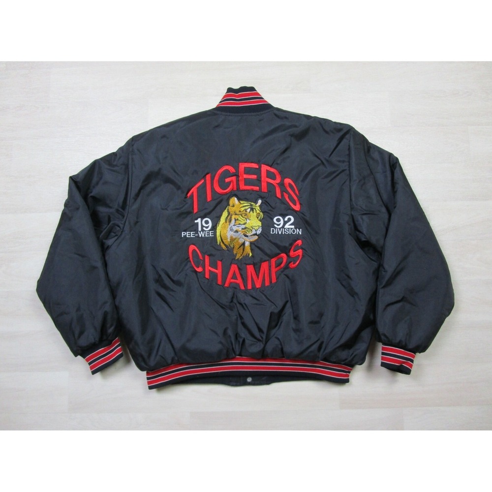 Vintage Tiger Football Satin Bomber Jacket Birdie Mens (2XL) Jersey Shore League